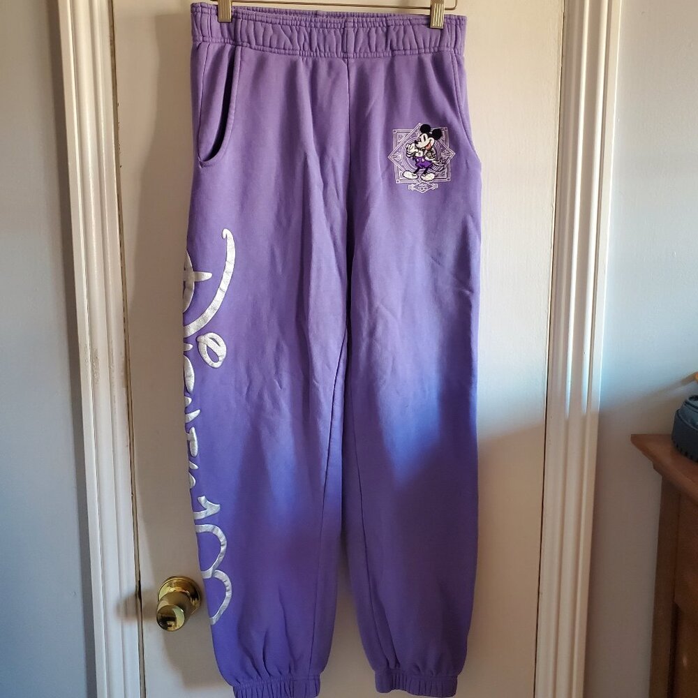 Disney 100 Years of Wonder Fleece SweatPants Embroidered Mickey Loungewear SZ XS